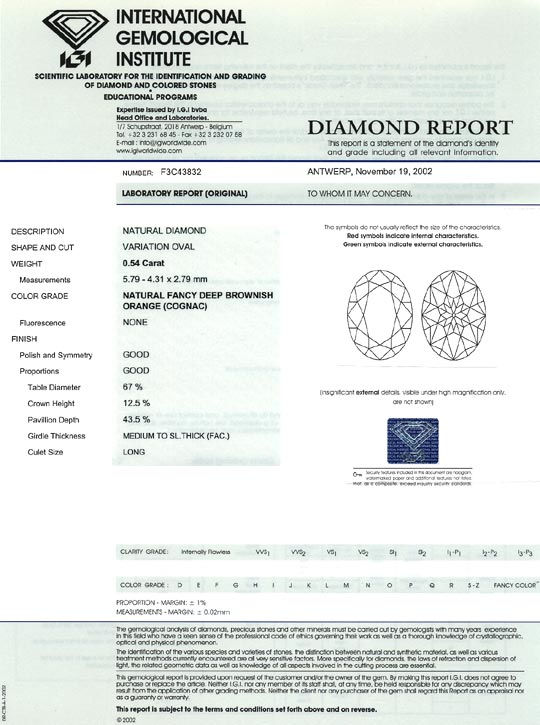 Foto 9 - Ovaler Diamant 0,54 Top Deep Brownish Orange Cognac IGI, D6533
