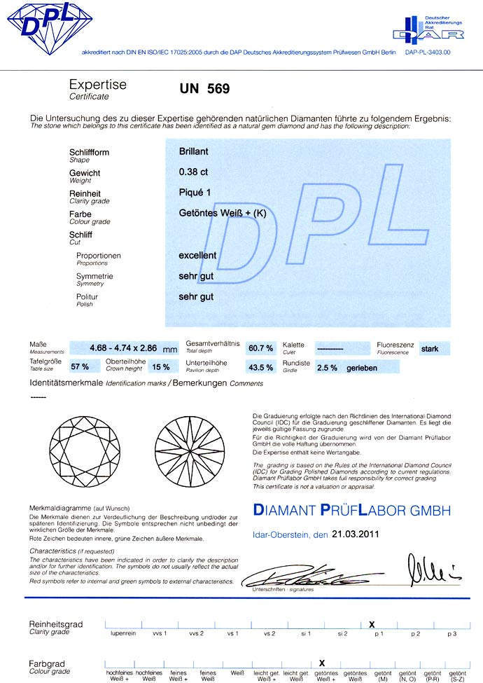 Foto 9 - Brillant 0,38Carat mit DPL Zertifikat und fast Weiss P1, D6605