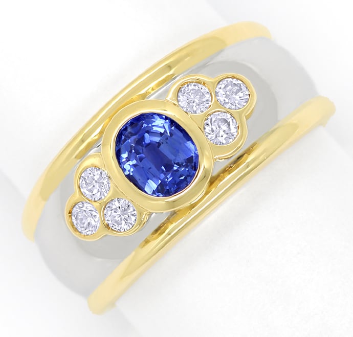 Foto 2 - Designer-Bandring blauer Spitzen Saphir und Brillanten, S1644