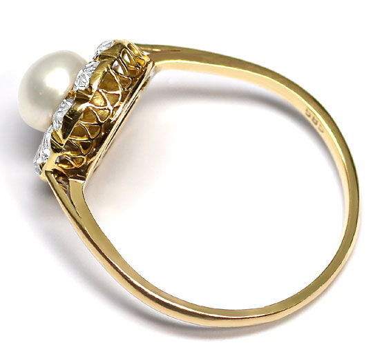 Foto 3 - Original antiker Goldring mit 1,0ct Diamanten und Perle, S3237