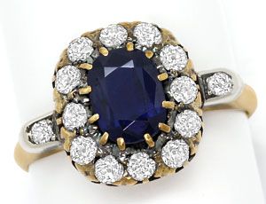 Foto 1 - antiker Gold-Ring 0,61ct Diamanten, Saphir, S3600