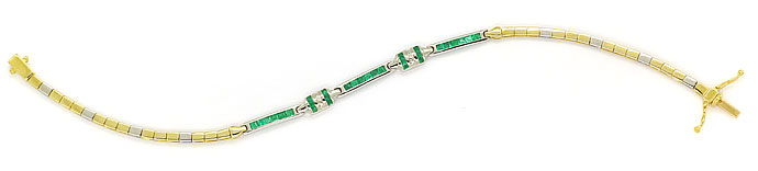 Foto 1 - Gold-Armband mit Spitzen Smaragd Carrees und Brillanten, S9915