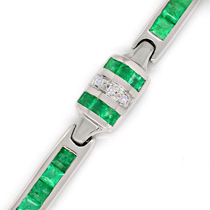 Foto 2 - Gold-Armband mit Spitzen Smaragd Carrees und Brillanten, S9915